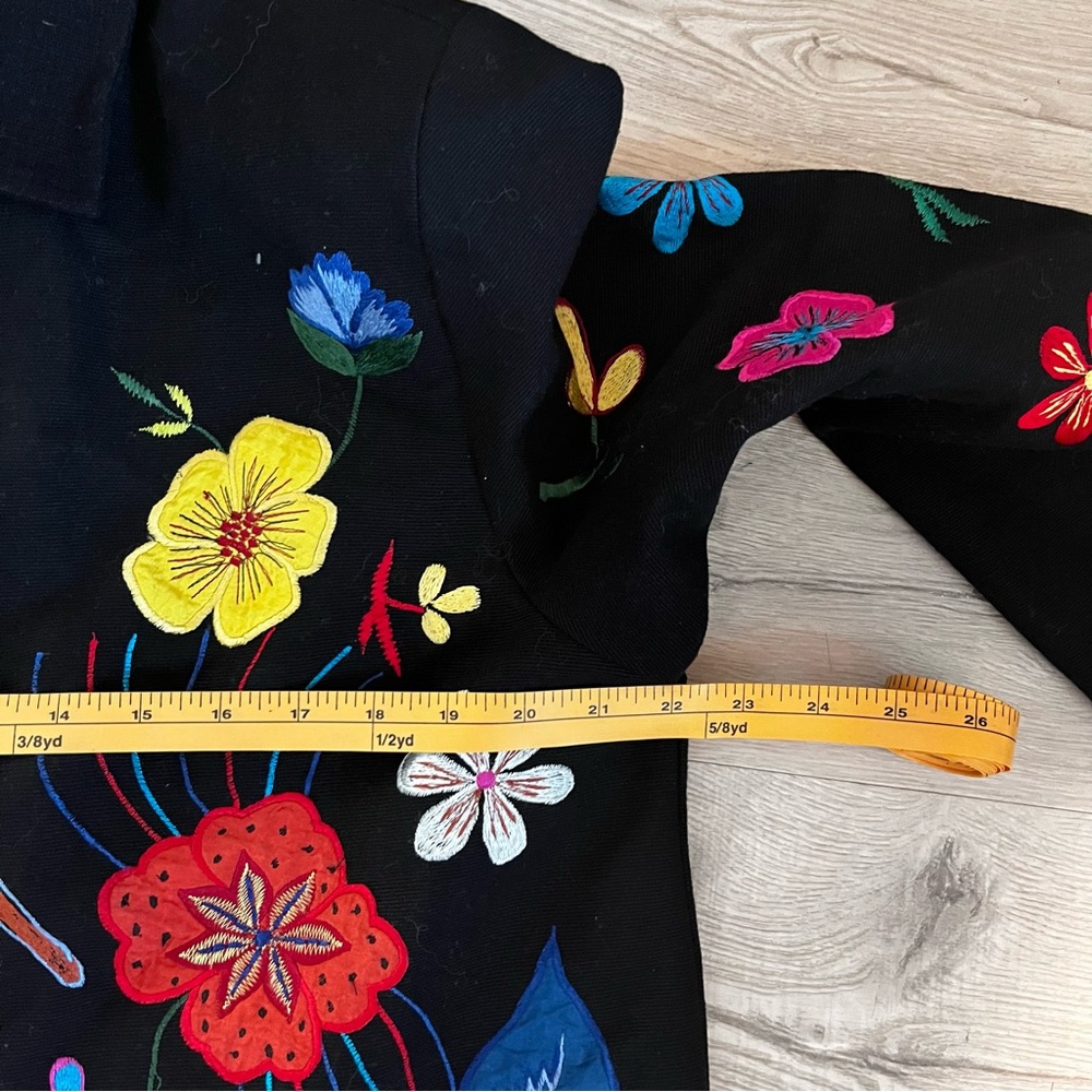 Vintage Puffin Island Sportswear Embroidered Floral Jacket Art Glass Buttons L - Picture 7 of 9